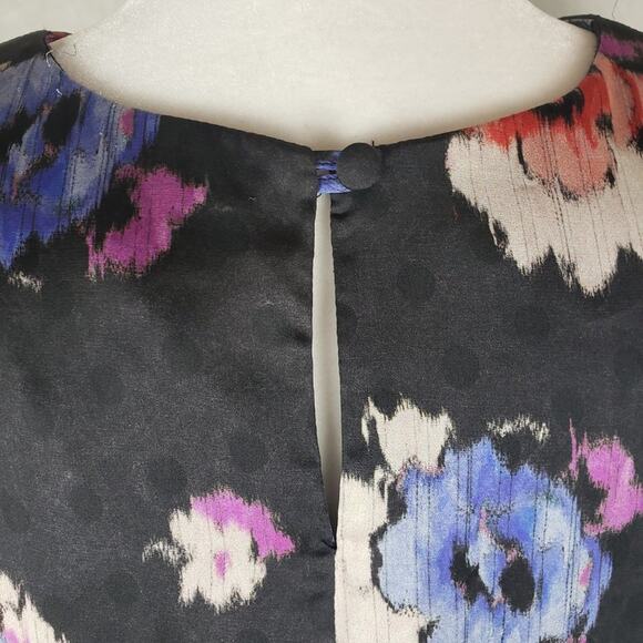 Topshop Shift Dress Women 6 Floral Black Blue Pink High Low Tunic Long Sleeve - Picture 5 of 10